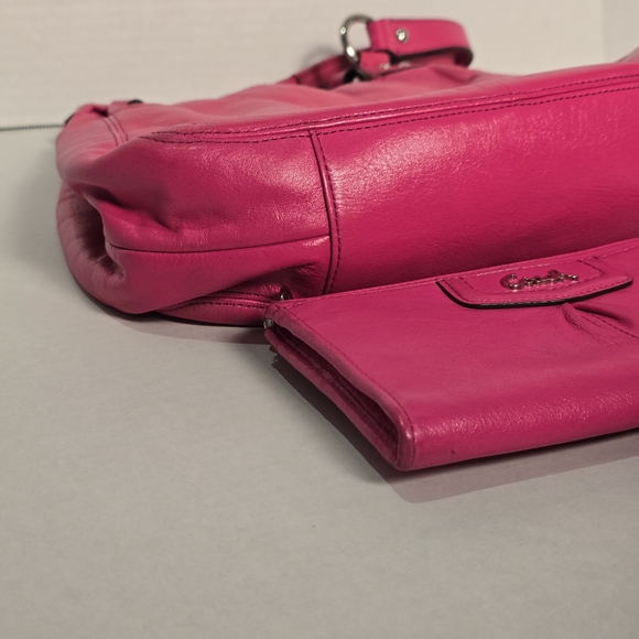 Coach Ashley Hot Pink Barbie Leather Shoulder Bag and Wristlet Set - Picture 12 of 15